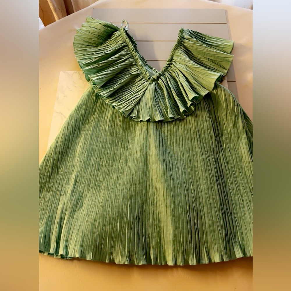 Zara Pleated Green Dress
